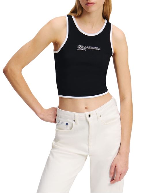 Canotta nera donna in cotone Karl Lagerfeld jeans | A2W17024999